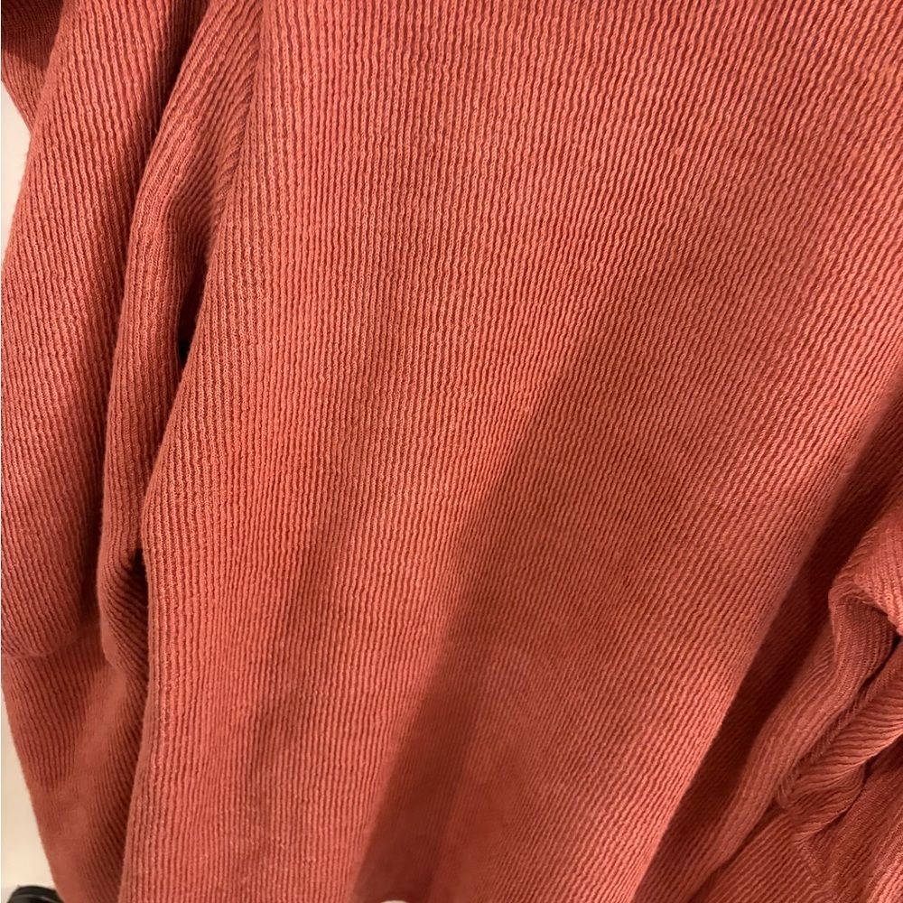Express Rust Ribbed Puff Sleeve Sweater - Picture 3 of 4